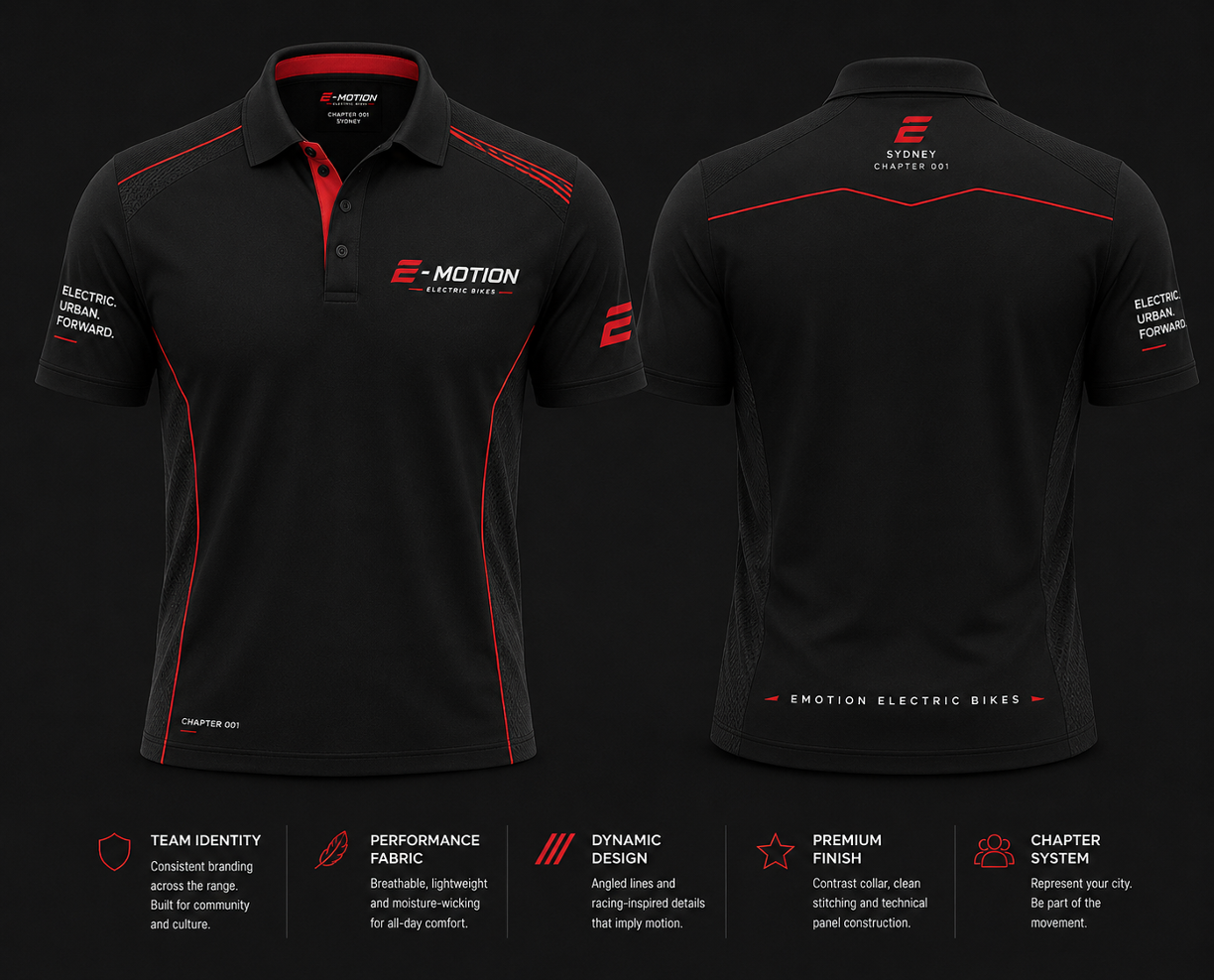 E-Motion Black Polo Shirt