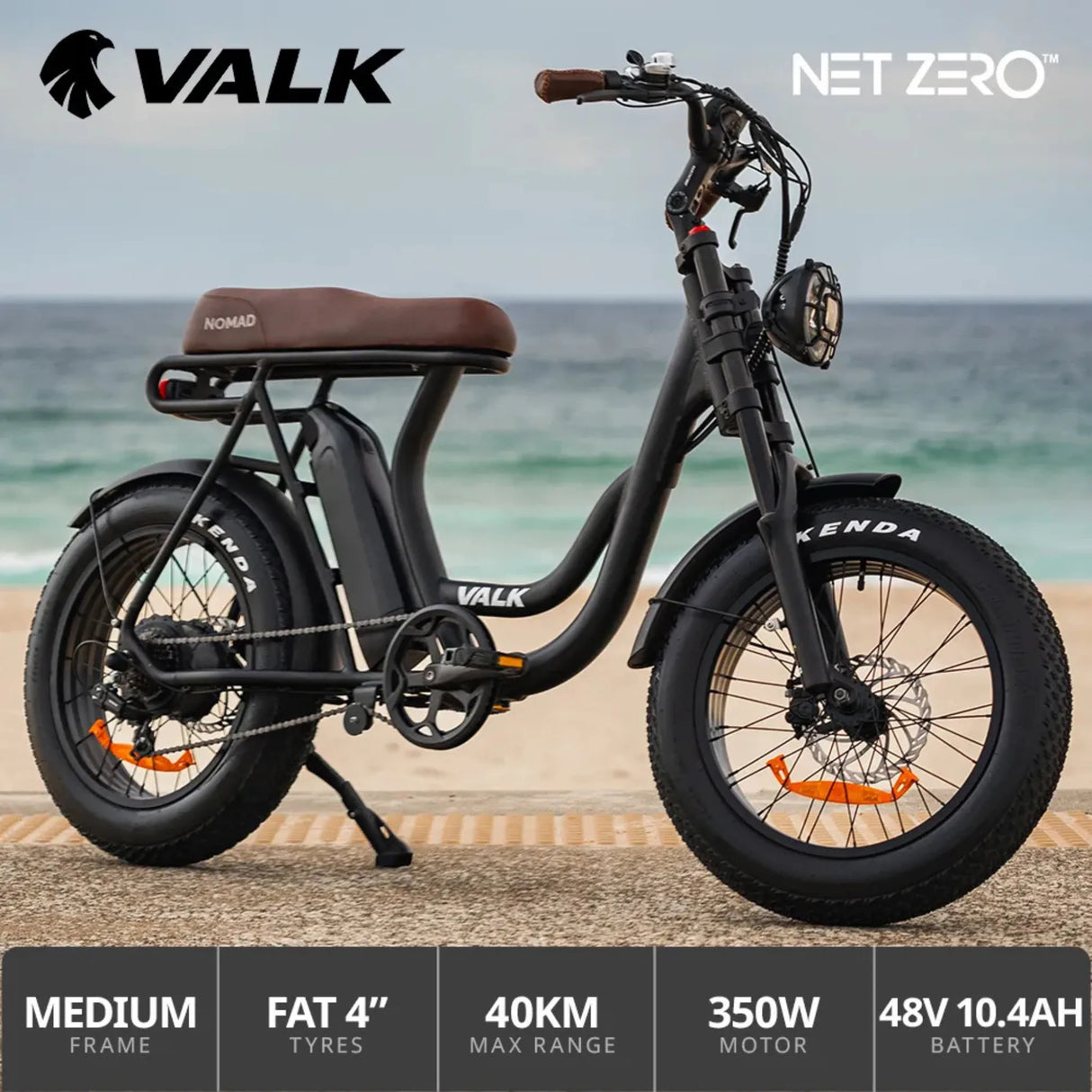 VALK Nomad 350W Fat Tyre eBike – 32km/h, 40km Range, Black