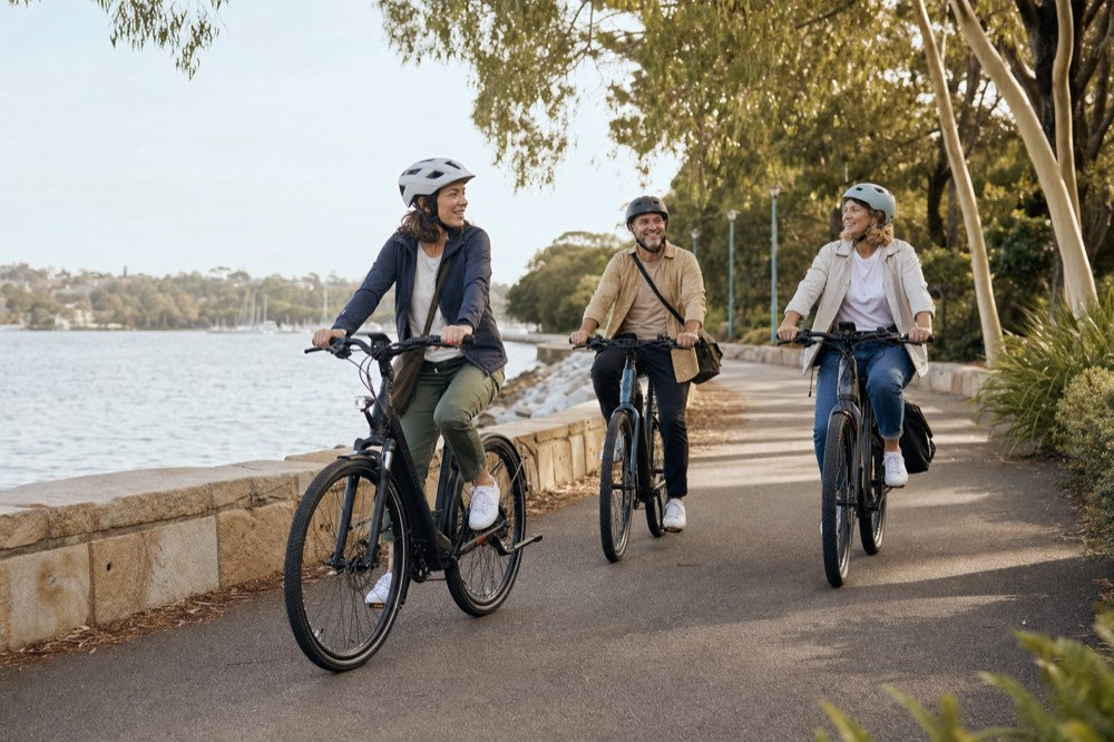 E-bike riders enjoying a shared ride