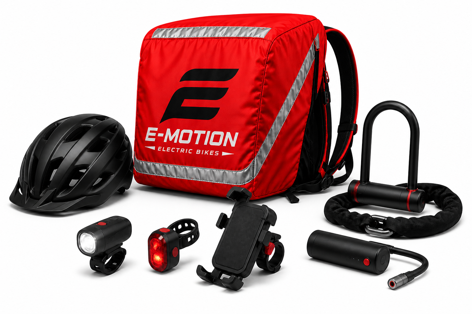 E-Motion delivery bag and riding accessories